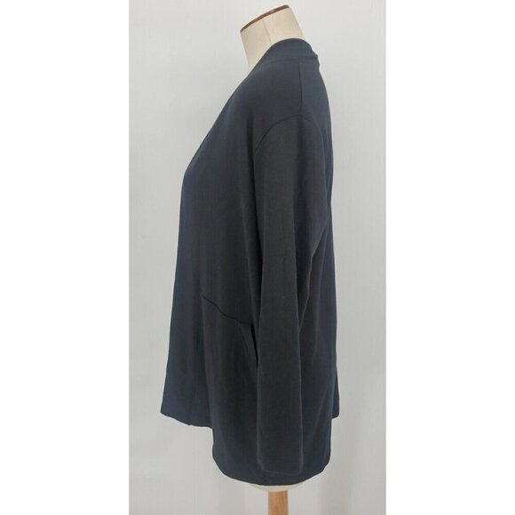 Eileen Fisher  Black 92% Tensel Open Cardigan Jacket Pockets Size S/P - Picture 5 of 13